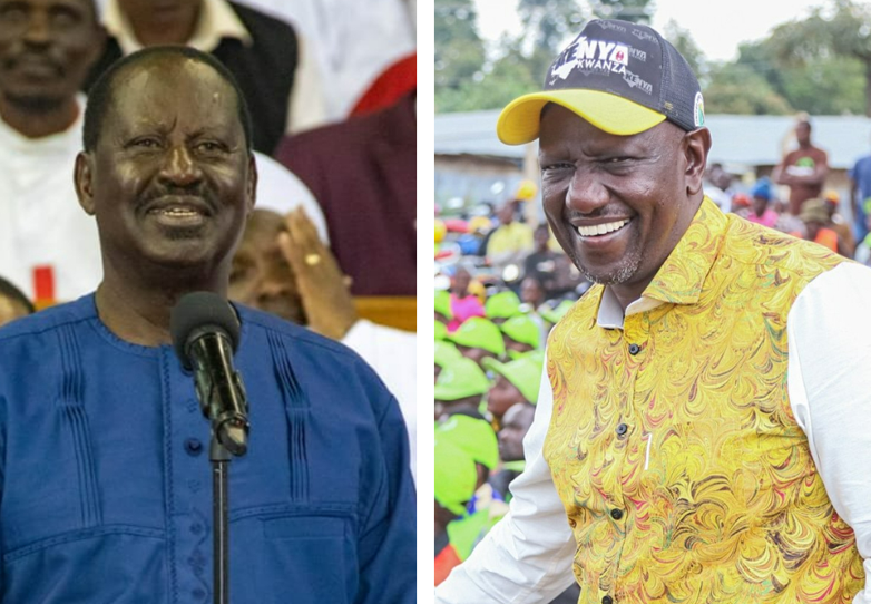File image of Raila Odinga and William Ruto.
