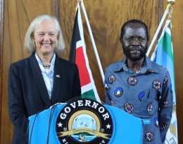 US Ambassador to Kenya Meg Whitman and Kisumu Governor Anyang' Nyongo.