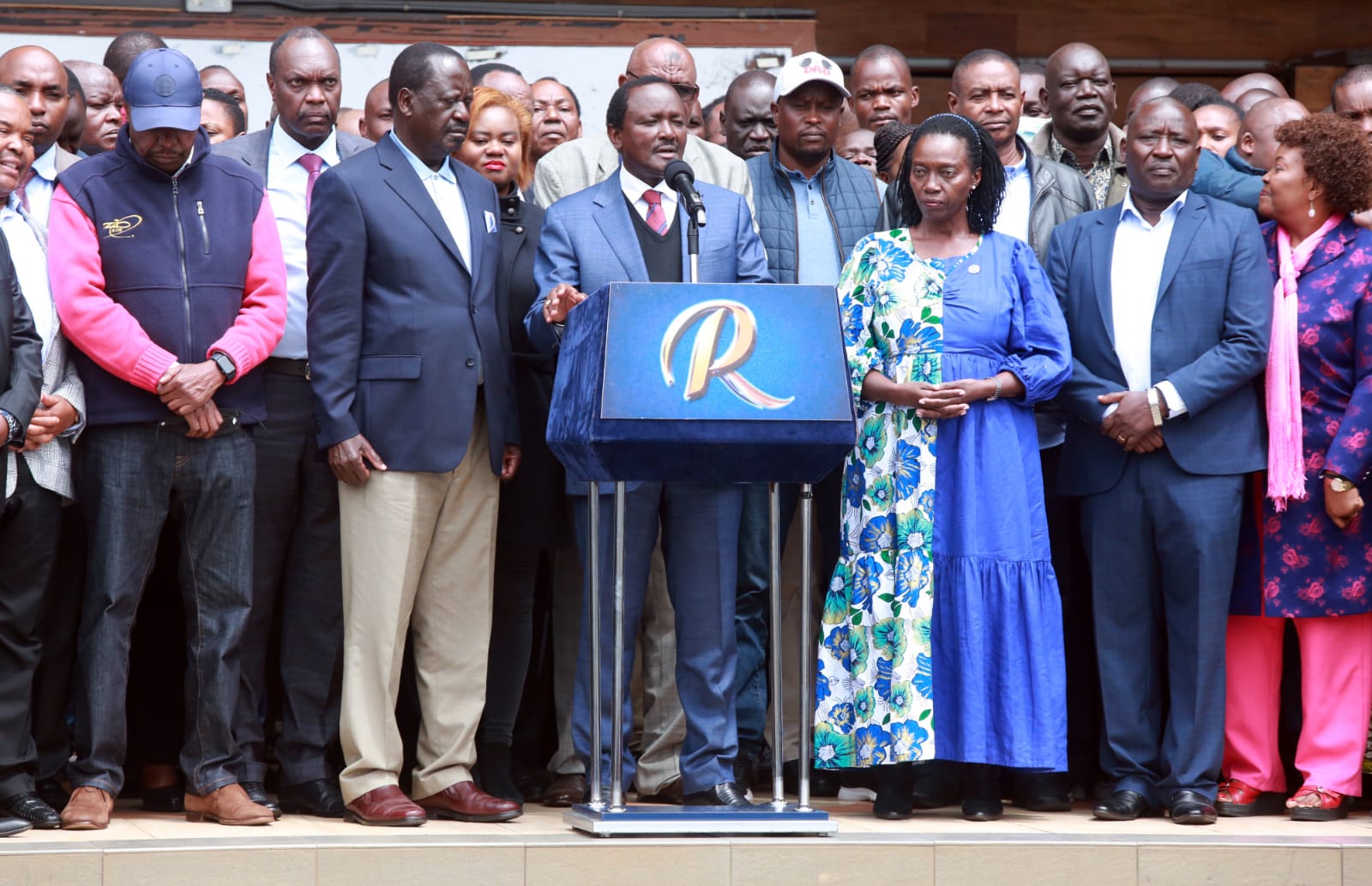 File image Azimio leaders led by Kalonzo Musyoka, Raila Odinga, and Martha Karua.