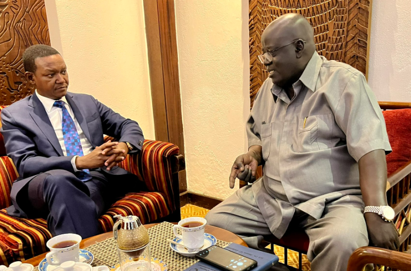 Foreign Affairs CS nominee Alfred Mutua meets Amb. Dr Hassan Galiwango - Uganda High Commissioner to Kenya.