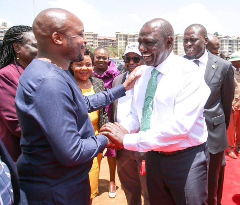President William Ruto and Lang'ata MP Jalang'o in Kibra.