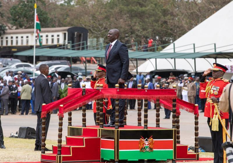 President William Ruto at Uhuru Gardens during Mashujaa Day celebrations.