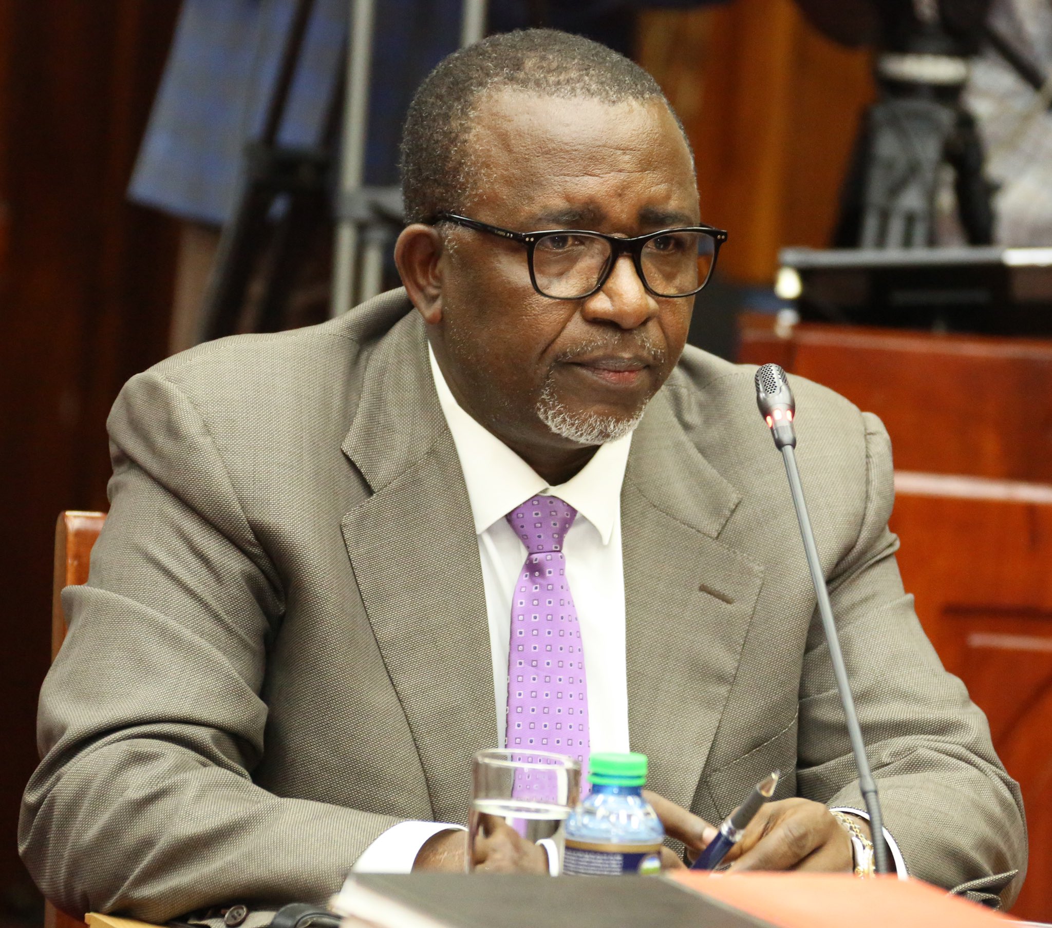 Agriculture CS Nominee Mithika Linturi while appearing before the parliamentary committee on Friday October 21.