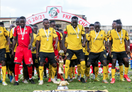 File Image: Tusker players in celebrations after clinching the 2020/21 Kenyan Premier League title.
