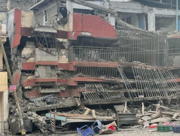 The collapsed building in Kiambu County.