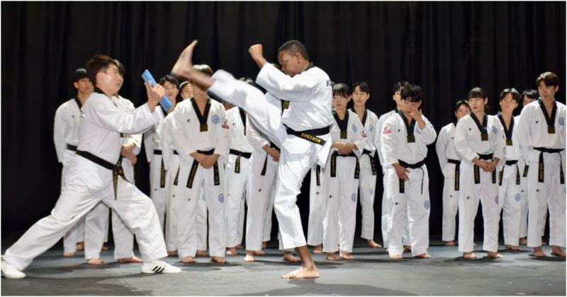 Foreign Affairs CS Alfred Mutua showcasing his Tae Kwondo prowess in Seol, South Korea.