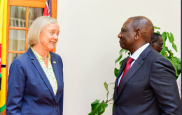 President William Ruto with US Ambassador to Kenya Meg Whitman at State House.