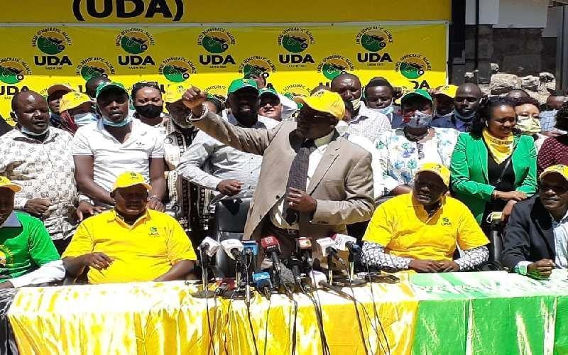 UDA party officials at the outfit's former headquarters in Lavington.