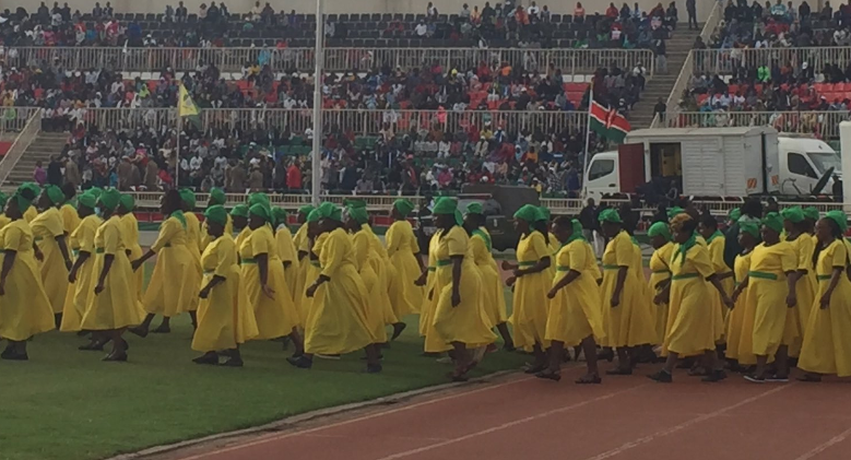 Kenyans troop Nyayo stadium for Jamhuri Day celebrations.