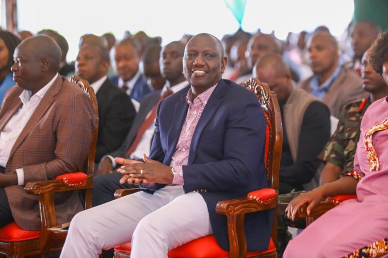 President William Ruto and his deputy Rigathi Gachagua in Embu County.