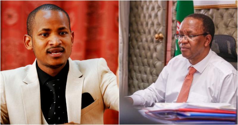 A photo collage of Embakasi East MP Babu Owino and former Interior PS Karanja Kibicho.