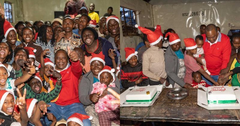 Retired president Uhuru Kenyatta at Gatundu Children's home.