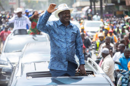 ODM leader Raila Odinga making his way to Kamukunji Grounds.