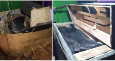Makeshift coffin and grave where Nyeri Teacher was found dead.IMAGE: UGC