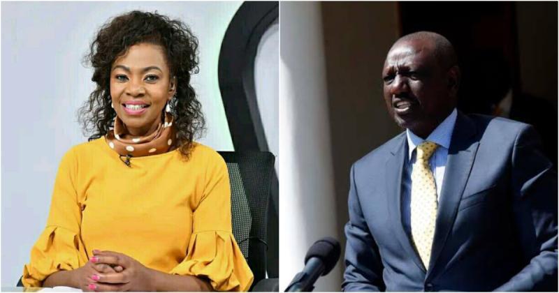 Photo collage of the late Catherine Kasavuli and President William Ruto.