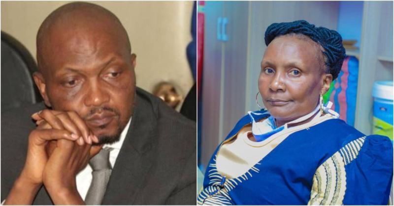 A photo collage of Trade CS Moses Kuria and his sister Pauline Nyokabi.
