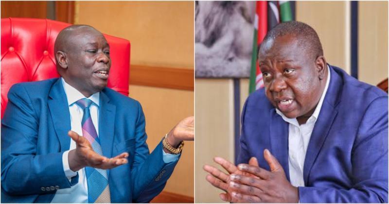 Photo collage of Deputy President Rigathi Gachagua and former Interior CS Fred Matiang'i.