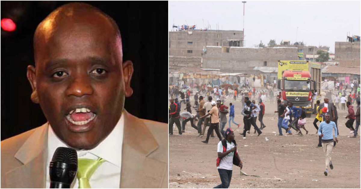 A photo collage of Dennis Itumbi and Kenyans dispersing at Jacaranda after a political rally.