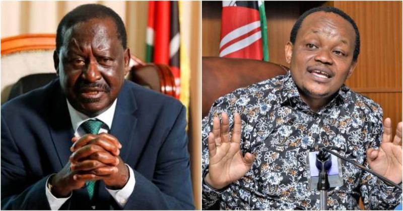 A photo collage of former Nyeri Town MP Kimani Ngunjiri and ODM leader Raila Odinga.