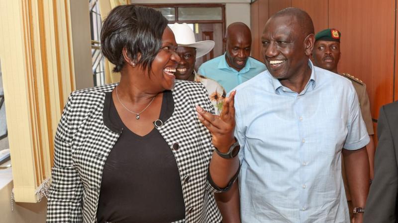 File image of President William Ruto and Governor Gladys Wanga.