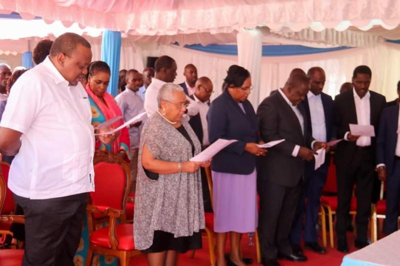 File image of Uhuru Kenyatta at Magoha's home.