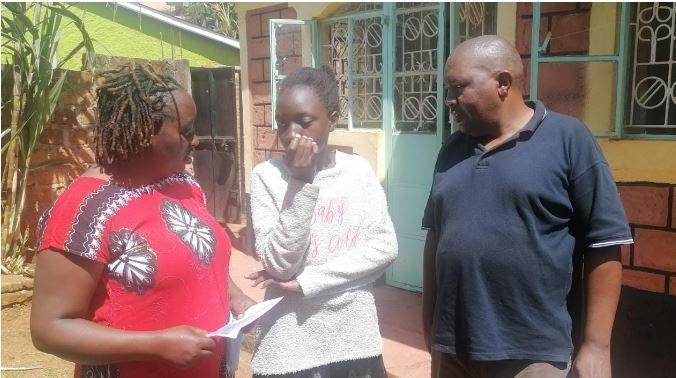 Rebbecca Omwoyo(right) Samuel Konga (left) and their daughter (Centre) at their home in Nyamataro in Kisii. PHOTO/COURTESY