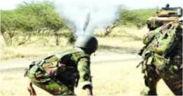 KDF soldiers unleashing fire on attackers at a past operation.