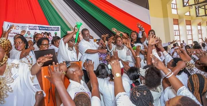 Prime Cabinet Secretary Musalia Mudavadi interacting with Western Kenya women during their conference in Kakamega