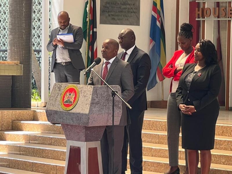 CS Kithure Kindiki addressing the press on Monday February 6,2022. IMAGE: COURTESY