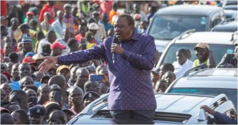 Former president Uhuru Kenyatta addressing Kenyans in Vihiga county in Saturday, February 11.