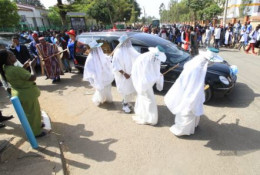 Nigerian troops perform A ritual at Magoha's funeral procession. IMAGE: SCREENGRAB