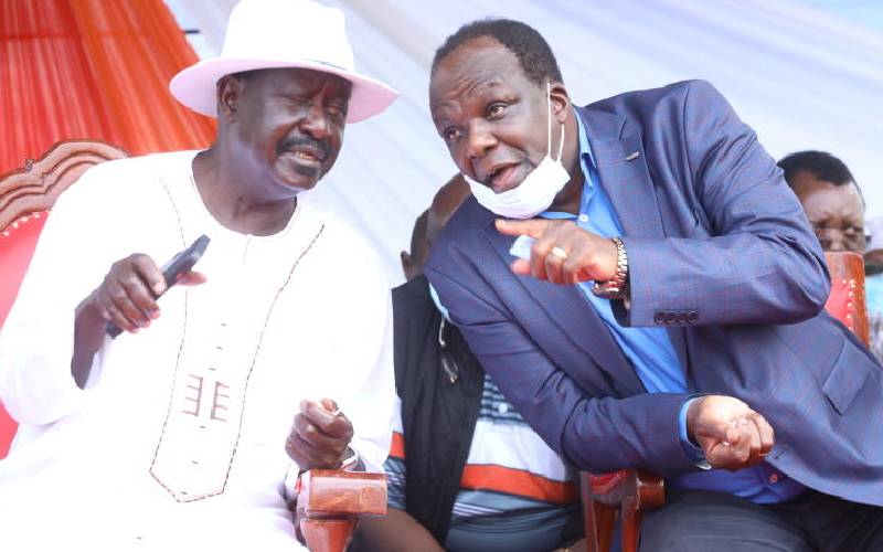 File image of Raila Odinga and Oparanya.