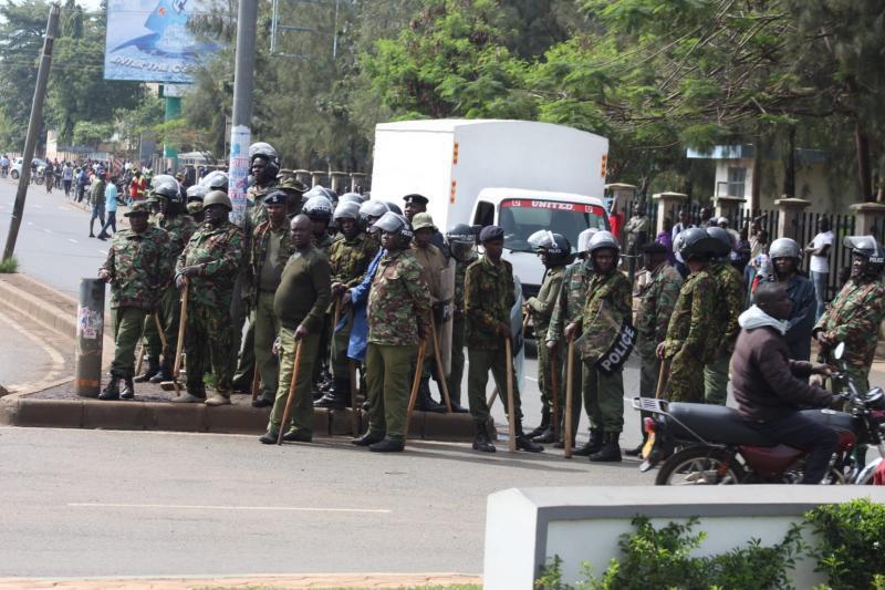 Police officers deployed to counter Azimio La Umoja One Kenya Alliance demos.