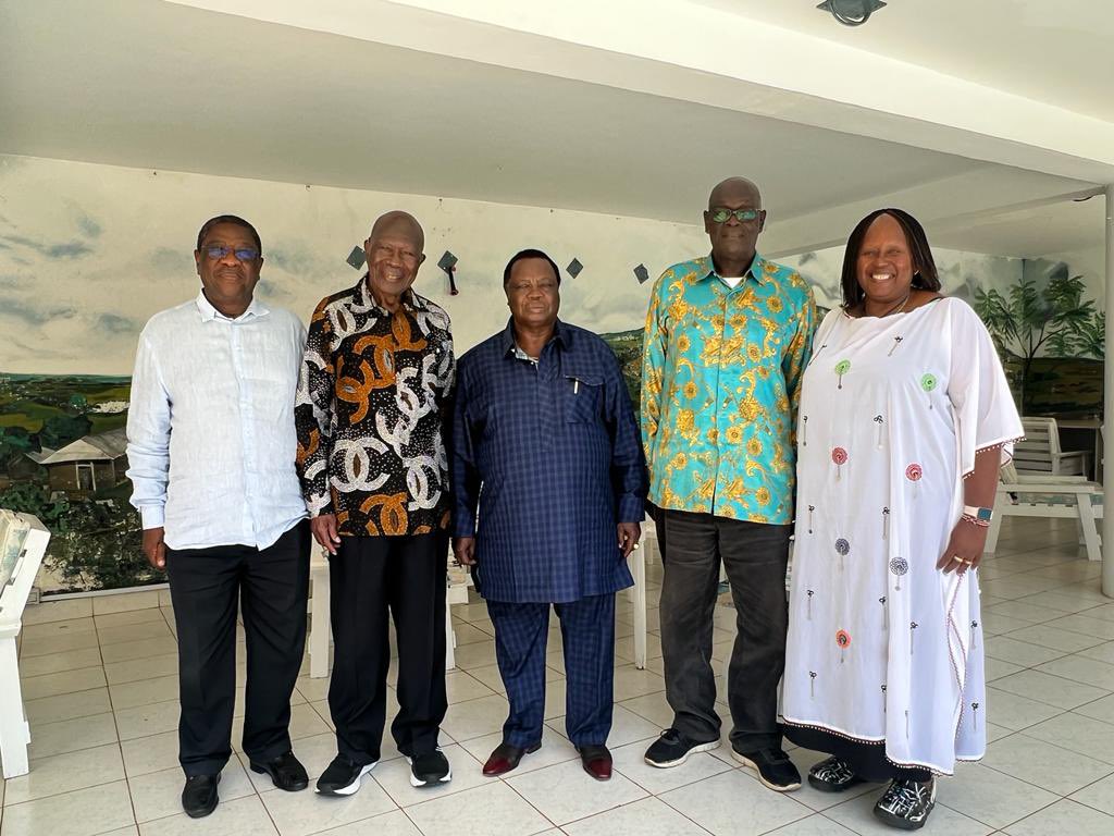 File image of Francis Atwoli with Moody Awori, Amos Wako and Fred Gumo.