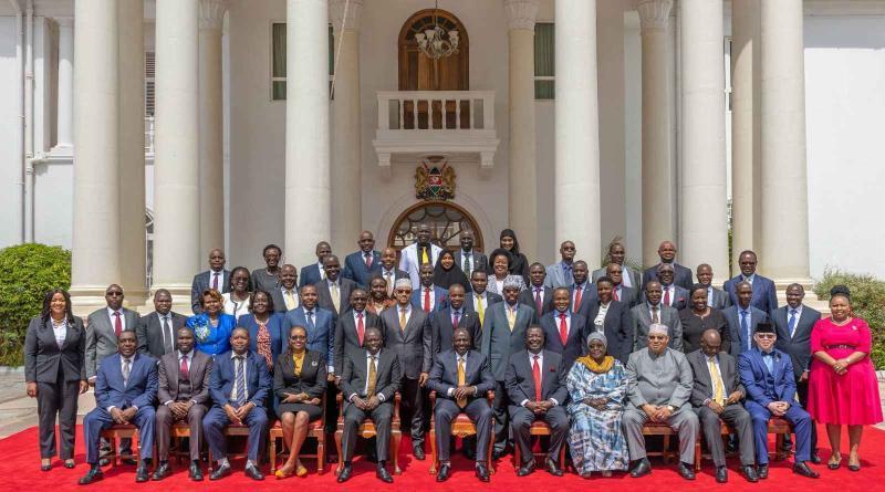 President Ruto poses for a photo with CASs after the swearing-in ceremony at State House.