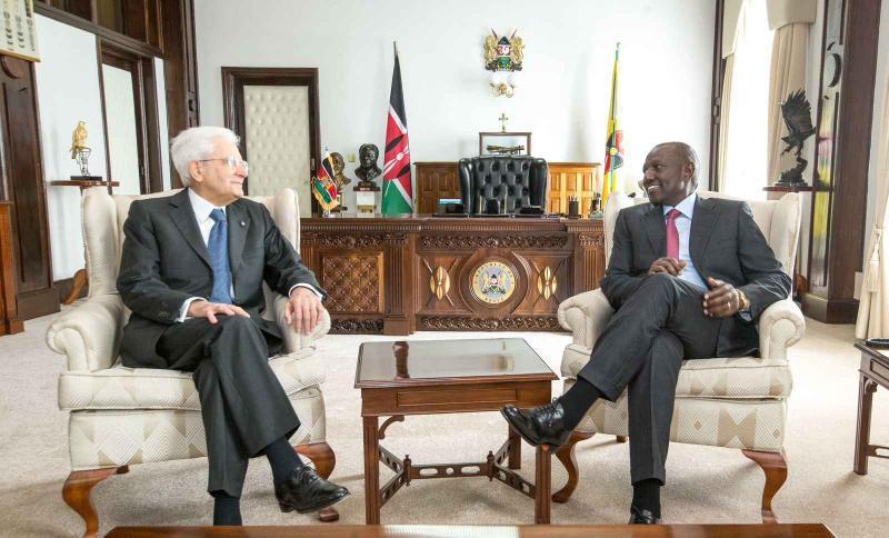 President William Ruto and his Italian counterpart Sergio Mattarella at State House.