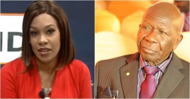 Collaged photo of Citizen TV news anchor Victoria Rubadiri and former vice president Moody Awori.