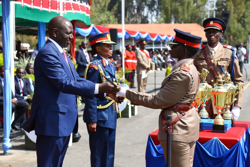 President Ruto in Nakuru County during the Officer Cadets Commissioning Parade at the Kenya Military Academy.