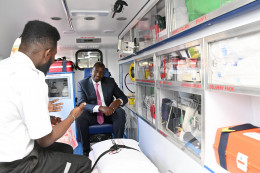 President Ruto on Thursday during the tour of the Kenya Red Cross in South C, Nairobi.