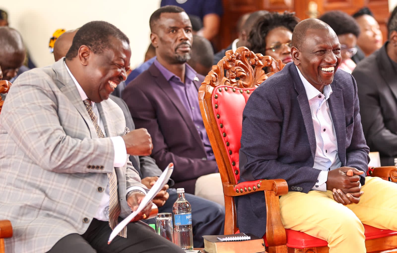 President Ruto and Musalia Mudavadi during a church service in Nairobi County.