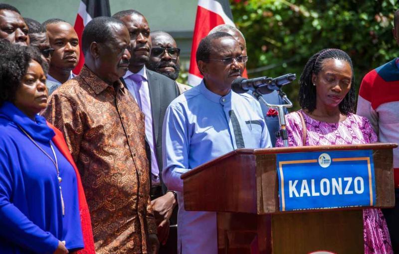 File Image of Azimio leaders during a press briefing.