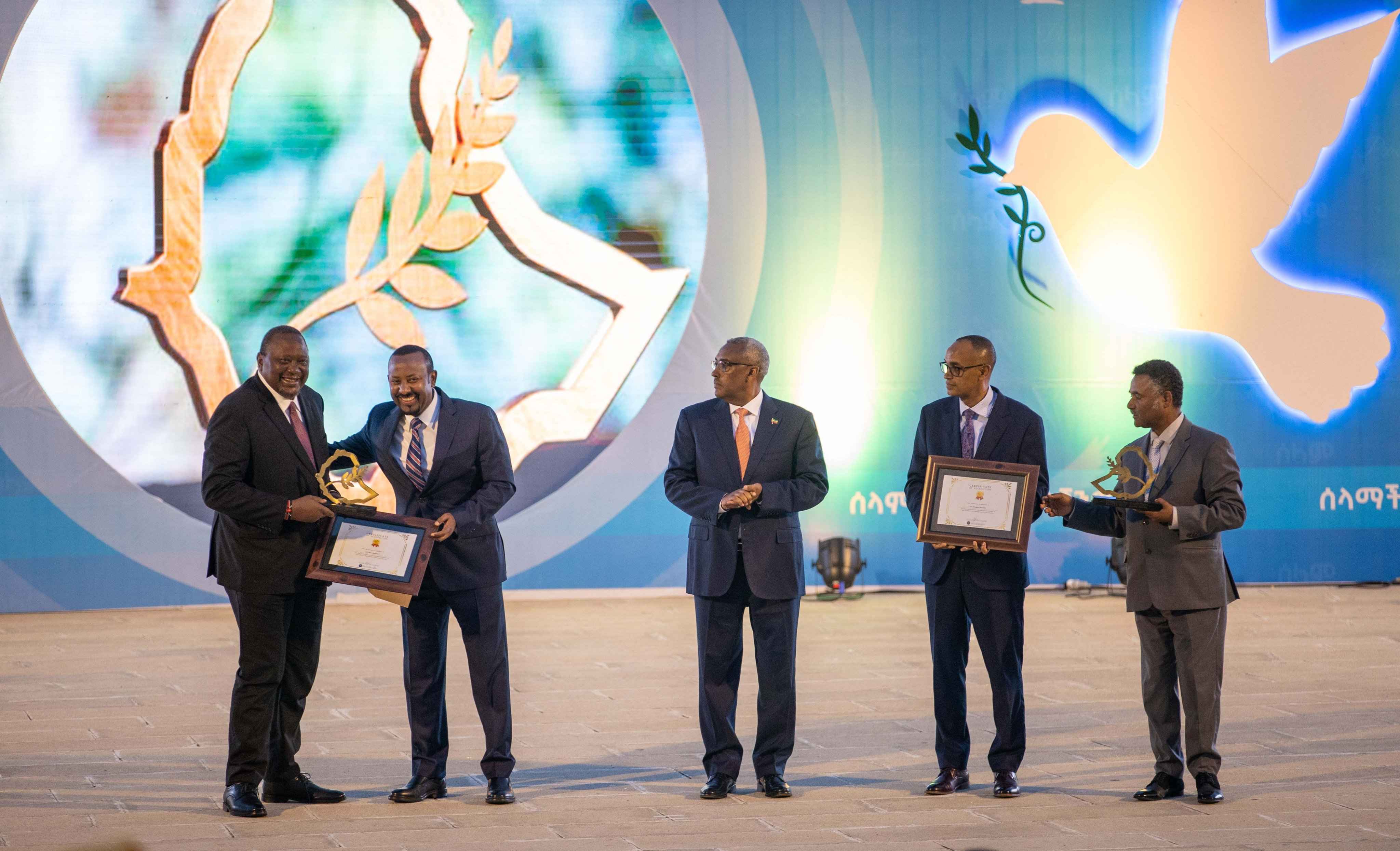 Former President Uhuru Kenyatta awarded for his contribution to the peaceful settlement in Ethiopia.
