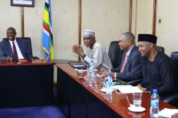 Education CS Ezekiel Machogu holds discussions with a delegation from the National University Commission of Nigeria led by Prof. Abubakar Rasheed.