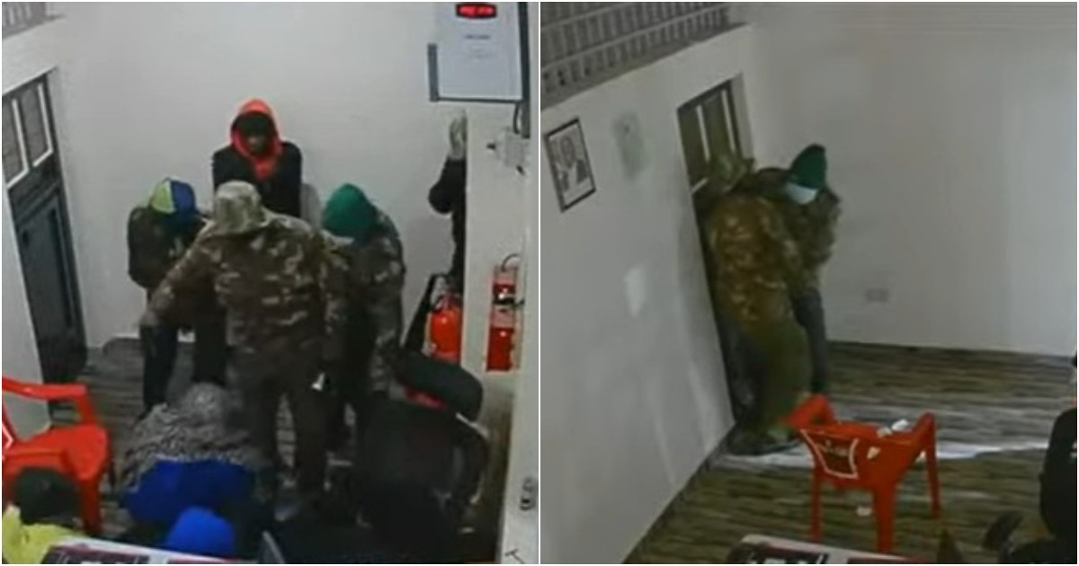 The thugs were captured trying to break into the safe.