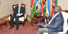 Deputy President Rigathi Gachagua holding talks with US senator Chris Coons on March 29. 2023.