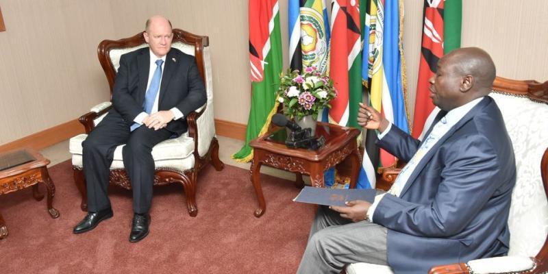 Deputy President Rigathi Gachagua holding talks with US senator Chris Coons on March 29. 2023.