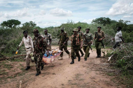 Police officers at Shakahola farm forest.