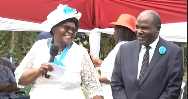 Former IEBC Chair Wafula Chebukati and Mary Wanyonyi.