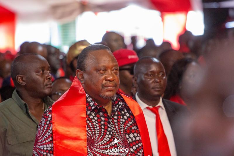 Former President Uhuru Kenyatta at the Jubilee Party NDC at Ngong Racecourse on Monday, May 22, 2023.