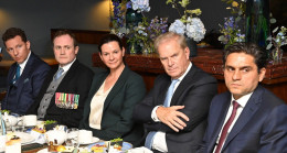From Right: British Billionaire investor Nick Candy, Security Minister Tom Tugendhat, UK Deputy High Commissioner to Kenya Leigh Stubblefield, Billionaire investor in infrastructure Giles Mackay, and  Billionaire owner of United Green Afshin Afsher.